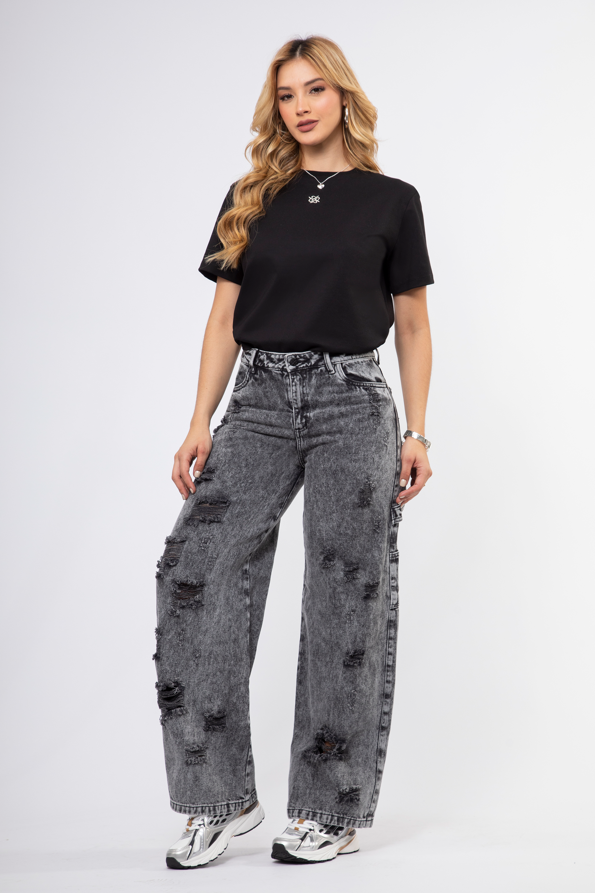 Upfemme Colombian Jeans Semi Barrel Tiro Alto Lavado Claro REF - Up 3051 Jeans Colombianos