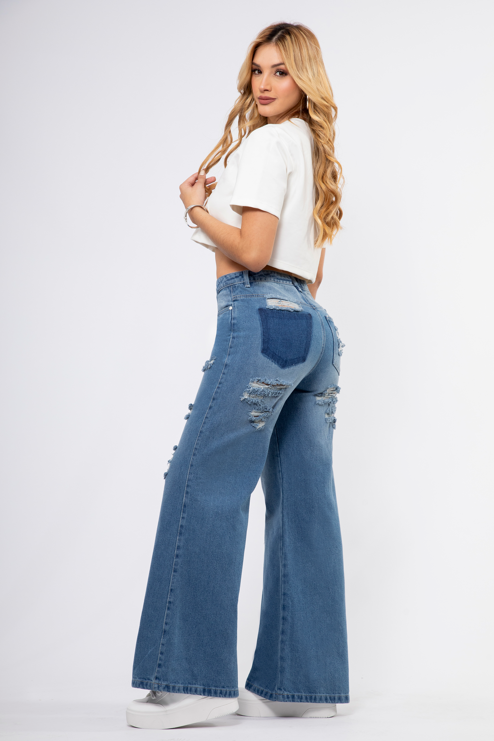 Upfemme Colombian Jeans Wide Leg Levanta Cola Horma Colombiana REF Up 53027 Jeans Colombianos