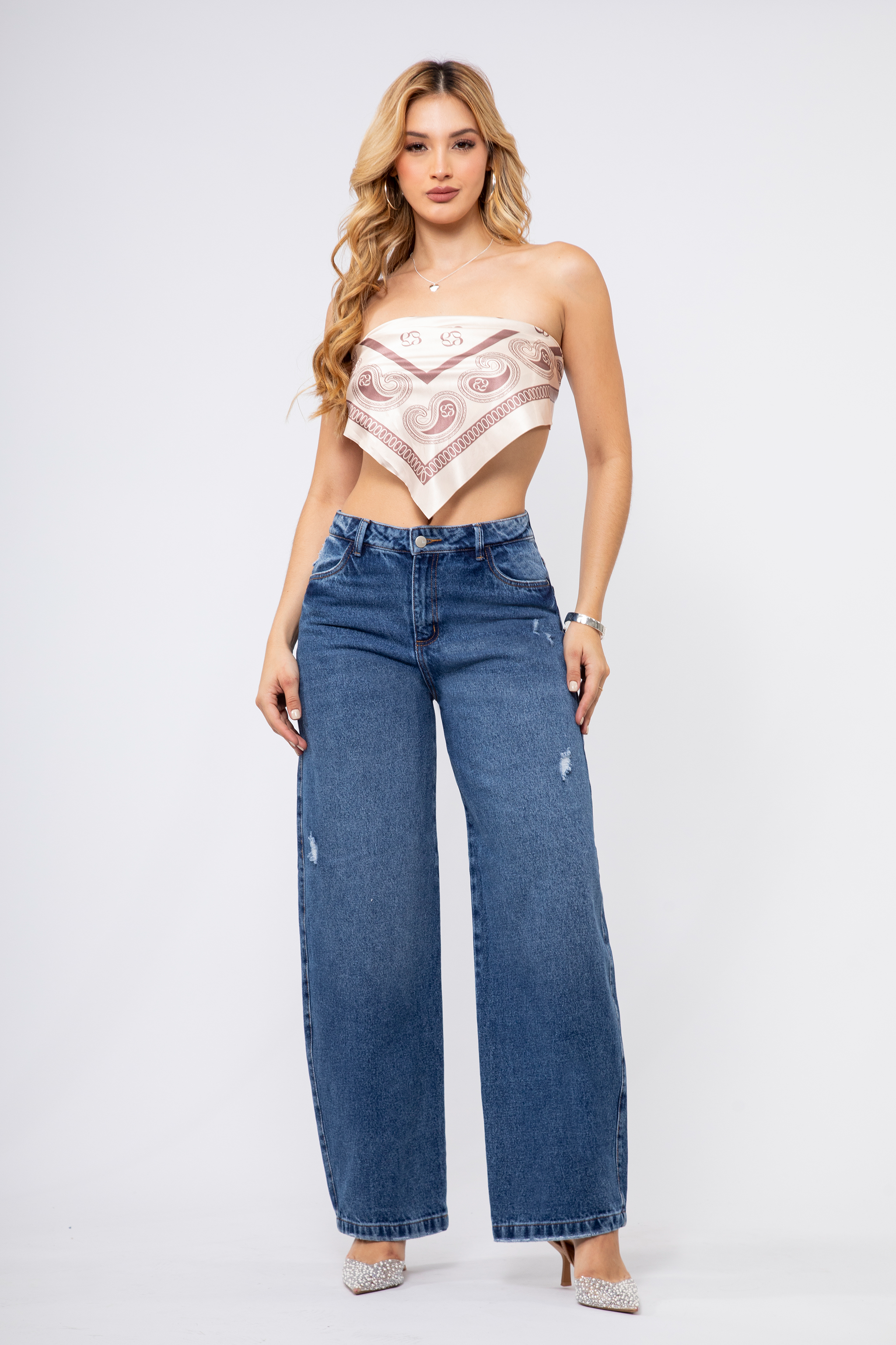 Upfemme Colombian Jeans Semi Barrel Tiro Alto Oscuro. REF - Be 2643 Jeans Colombianos