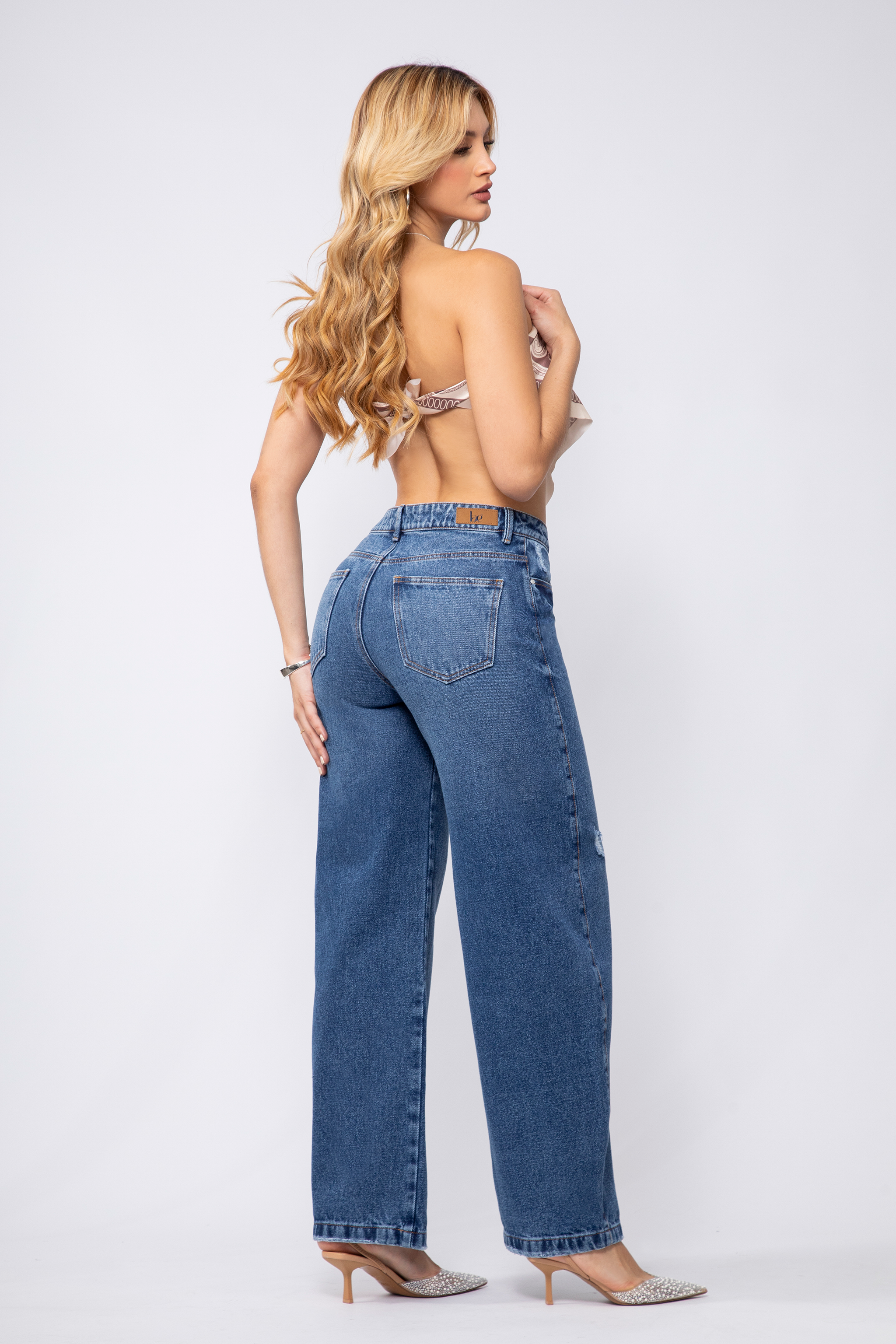 Upfemme Colombian Jeans Semi Barrel Tiro Alto Oscuro. REF - Be 2643 Jeans Colombianos