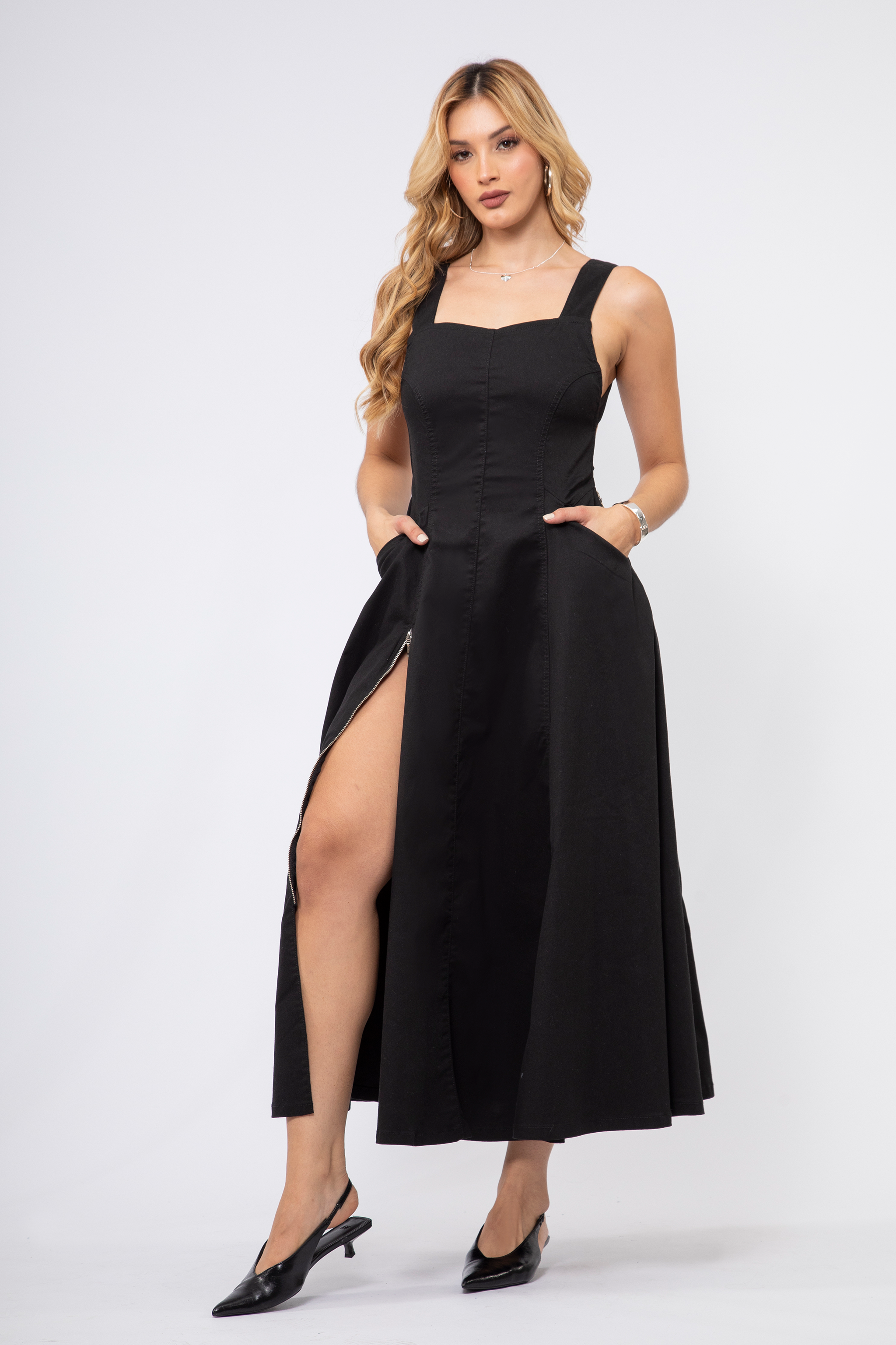 Upfemme Colombian Dress Vestido Cintura Alta Skinny Push Up Realce de Figura REF - UP 3106 Vestidos Colombianos