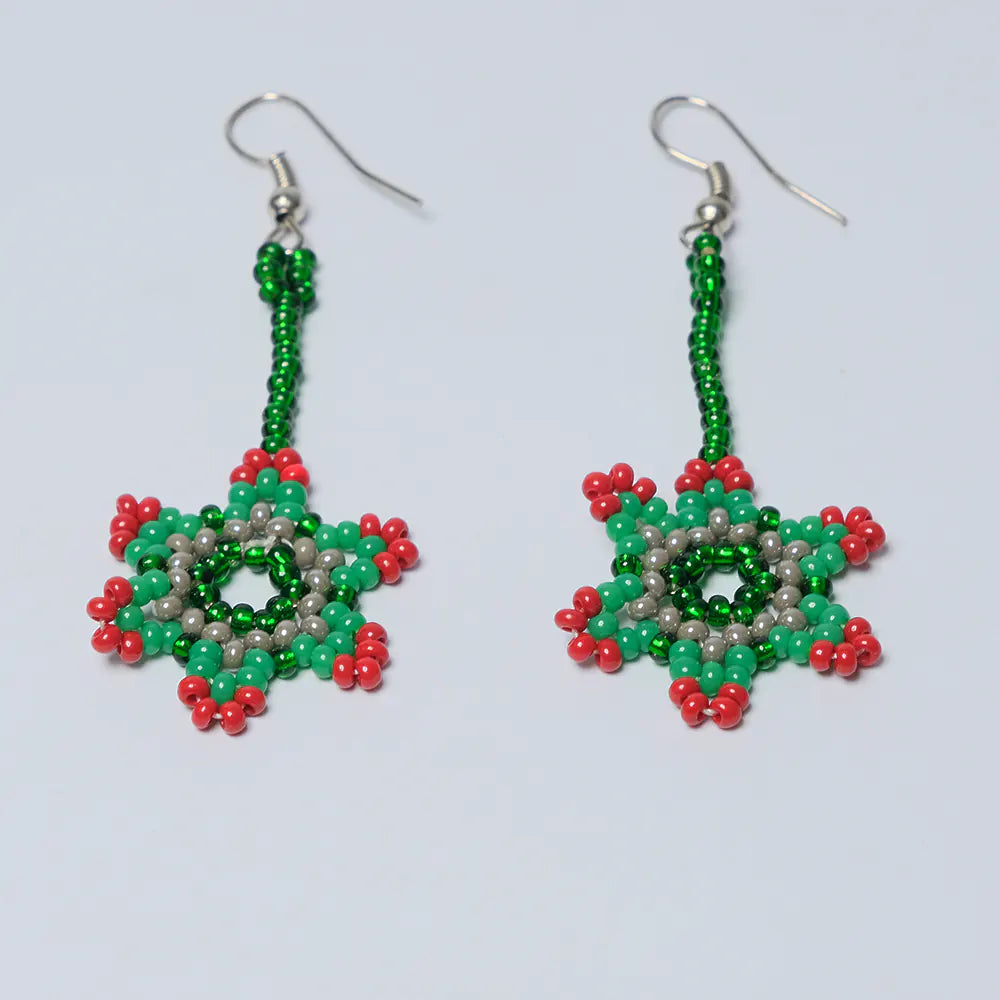 Aretes Estrella Esmeralda Roja J2-12