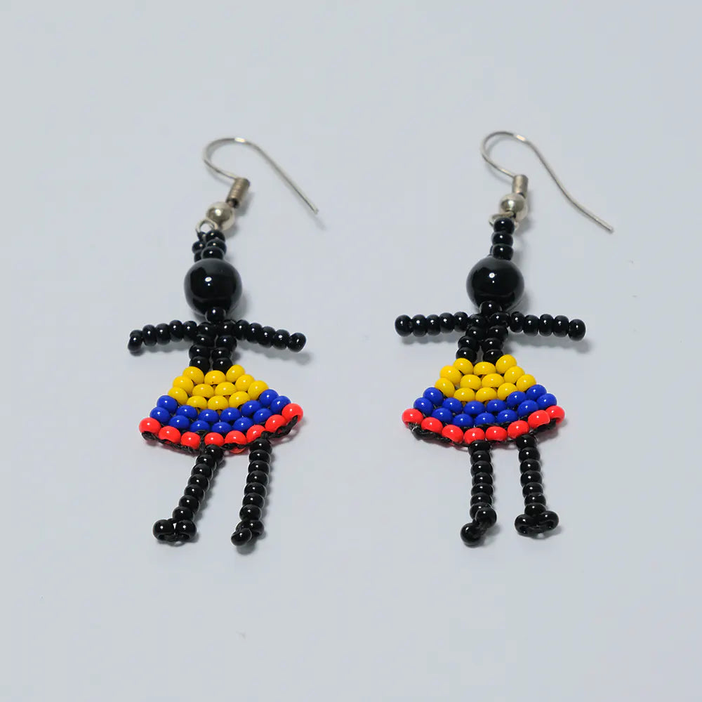 Aretes Muñeca Tricolor en Mostacilla J4-05