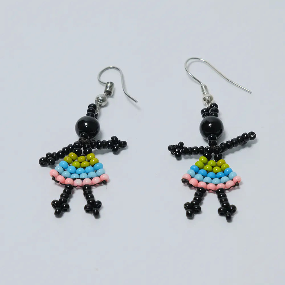 Aretes Muñeca Multicolor en Mostacilla J4-06