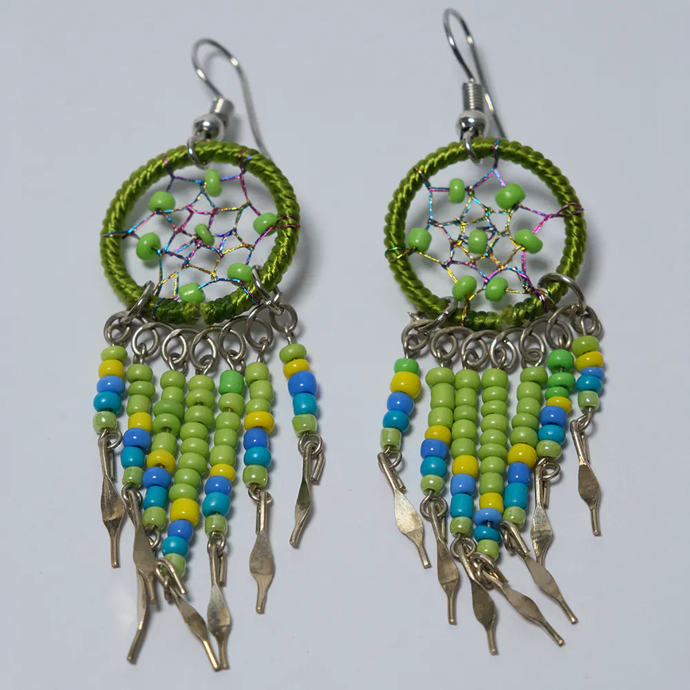Aretes Atrapasueños Verde Vital J5-02