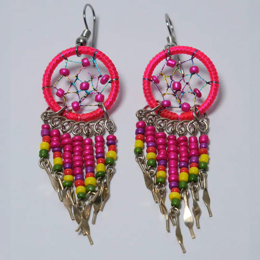 Aretes Atrapasueños Rosa Multicolor J5-04