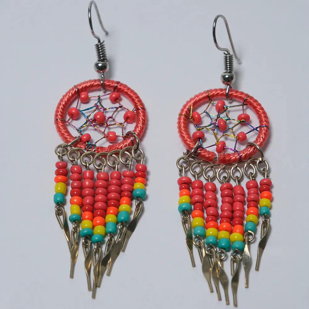 Aretes Atrapasueños Coral Multicolor J5-05