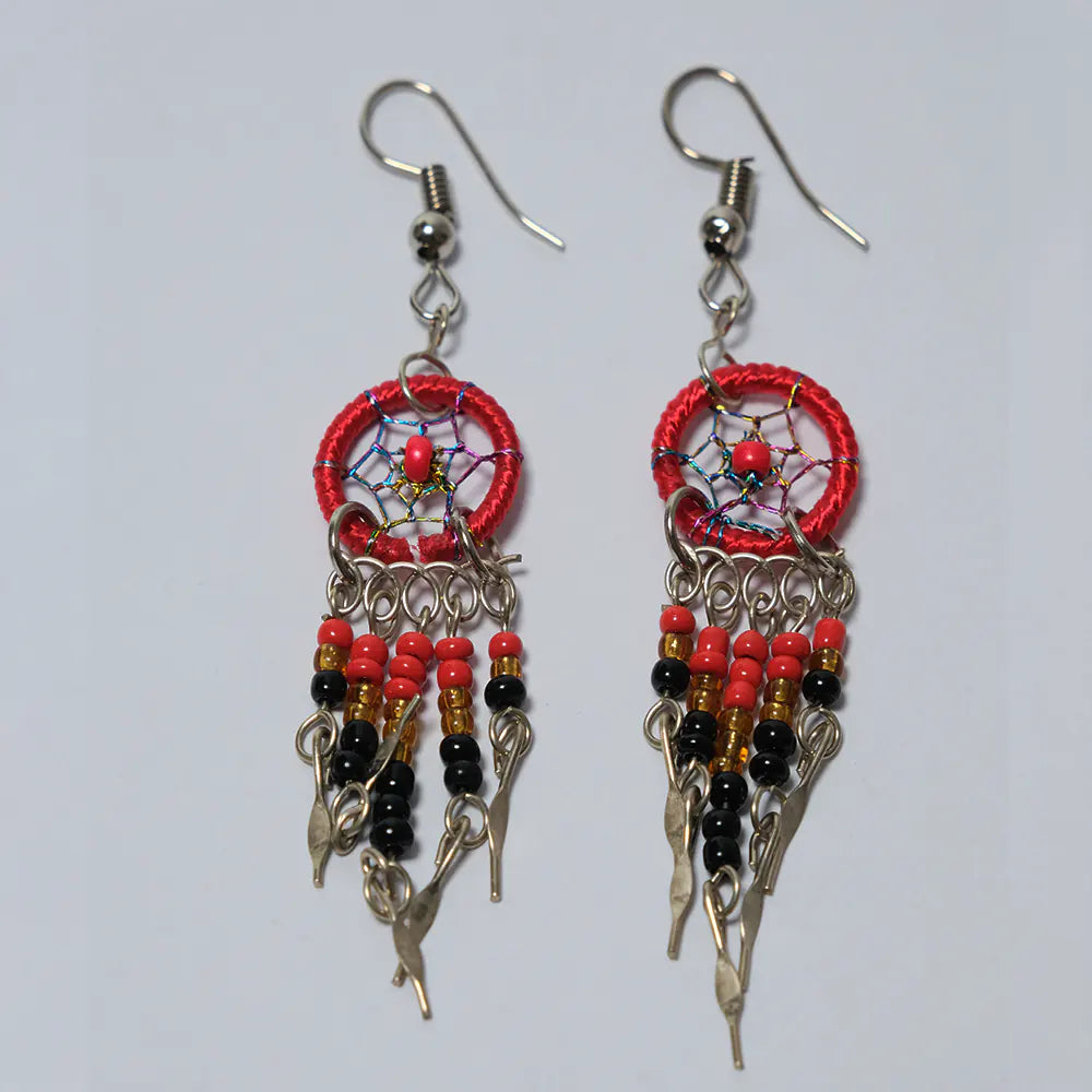 Aretes Atrapasueños Rojo y Negro J5-08