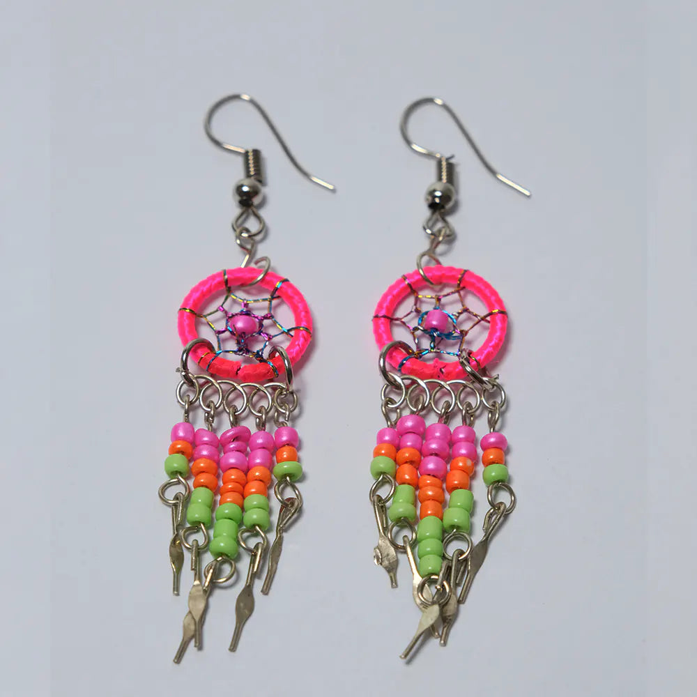 Aretes Atrapasueños Rosa Neon J5-09