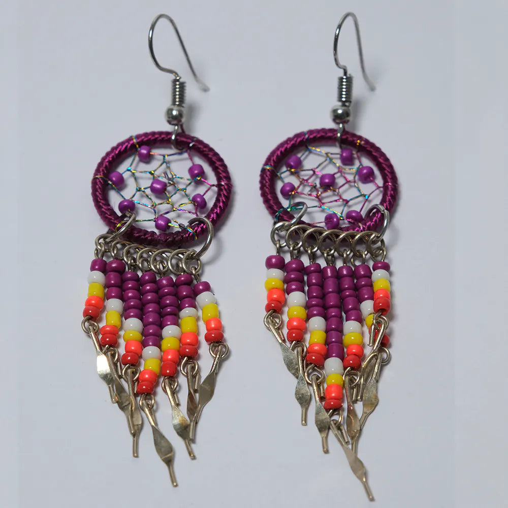Aretes Atrapasueños Morado Multicolor J5-10