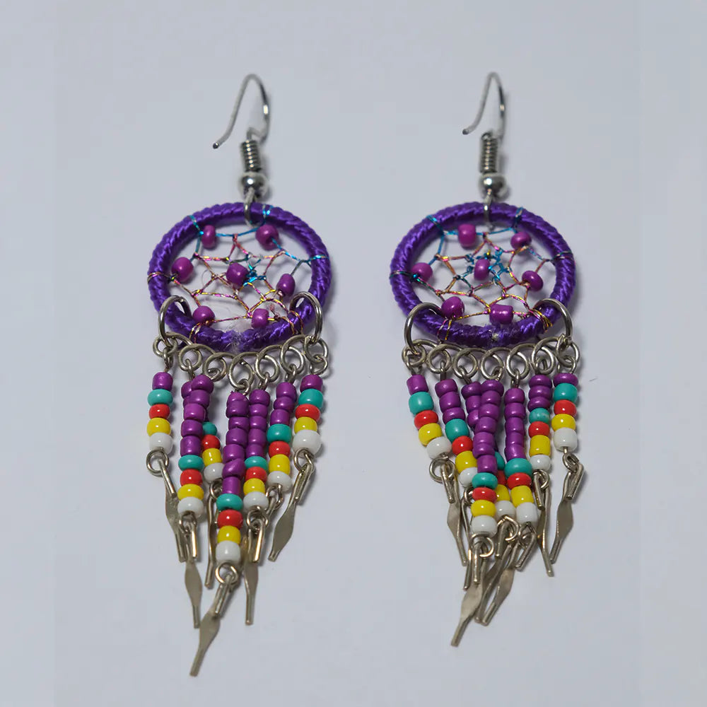 Aretes Atrapasueños Morado Vivo J5-11