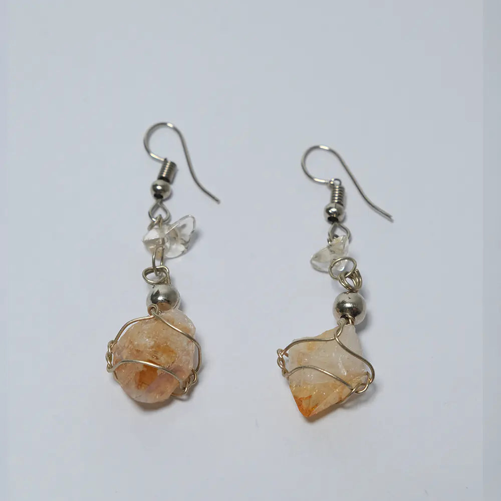 Aretes Premium Citrino Piedra Natural Colgante J7-06
