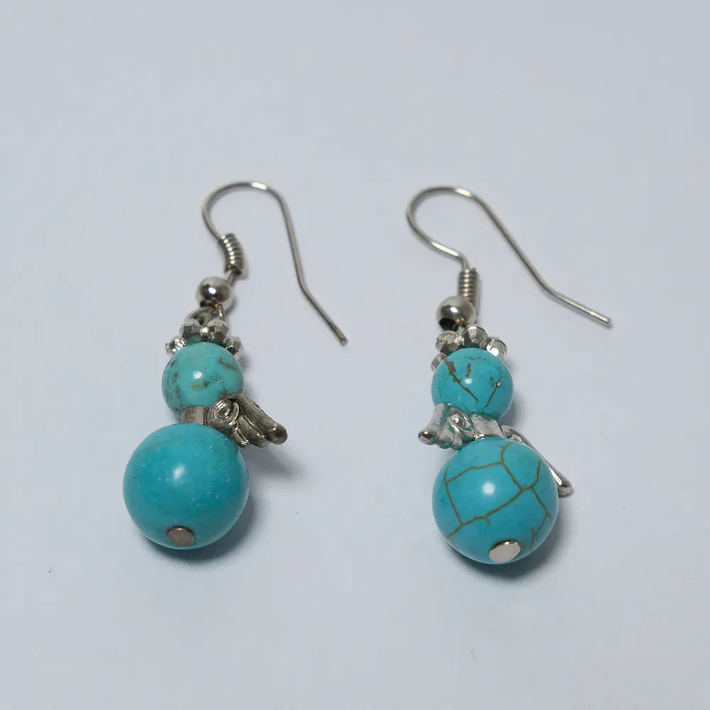 Aretes Premium Piedra Turquesa Colgante J8-03