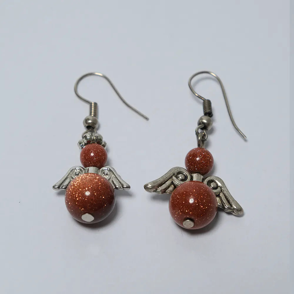 Aretes Premium Angel Piedra Goldstone Colgante J8-05