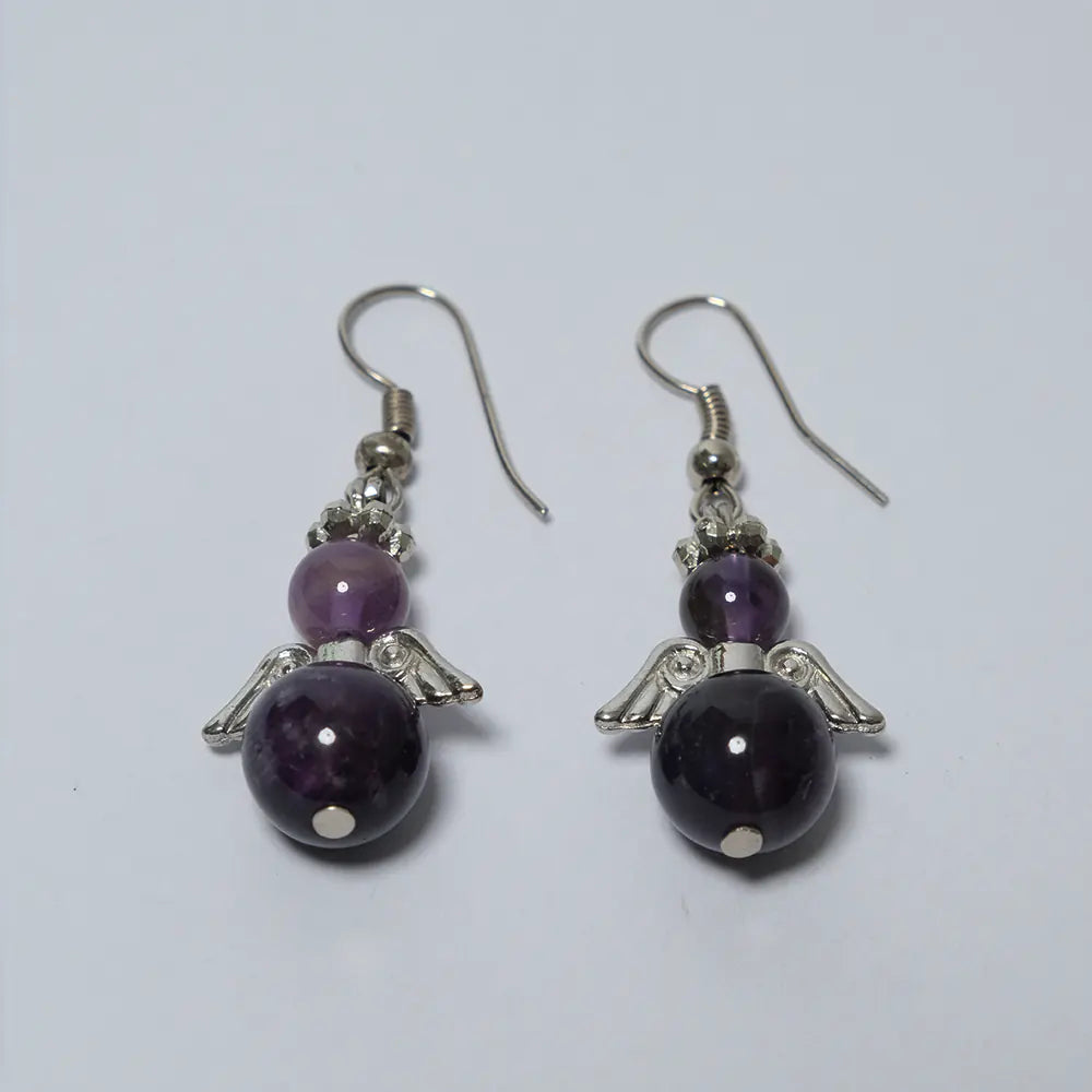 Aretes Premium Angel Amatista Colgante J8-07