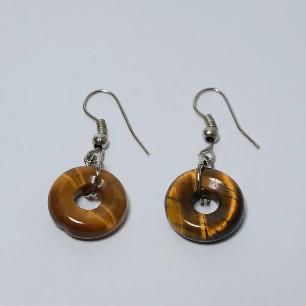 Aretes Premium Ojo de Tigre Aro Colgante J8-08