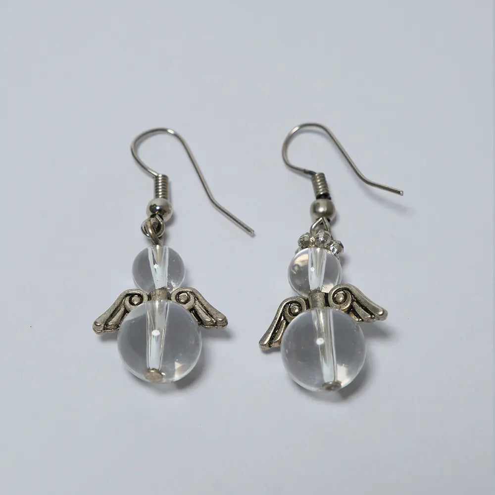 Aretes Premium Angel Cristal Transparente Colgante J8-09