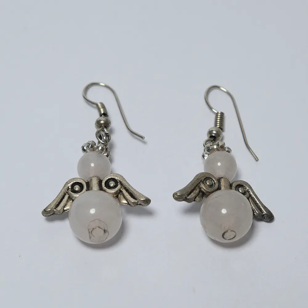 Aretes Premium Ángel Piedra Blanca Colgante J8-10
