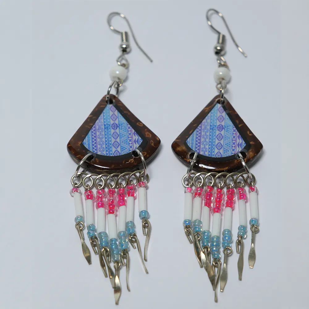 Aretes Premium Diseño Étnico Colombiano con Flecos J9-08