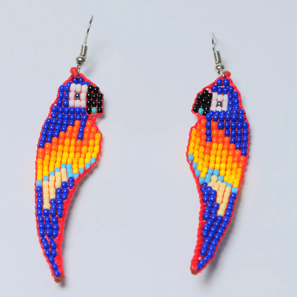 Aretes Guacamaya Azul Dorado J1-05