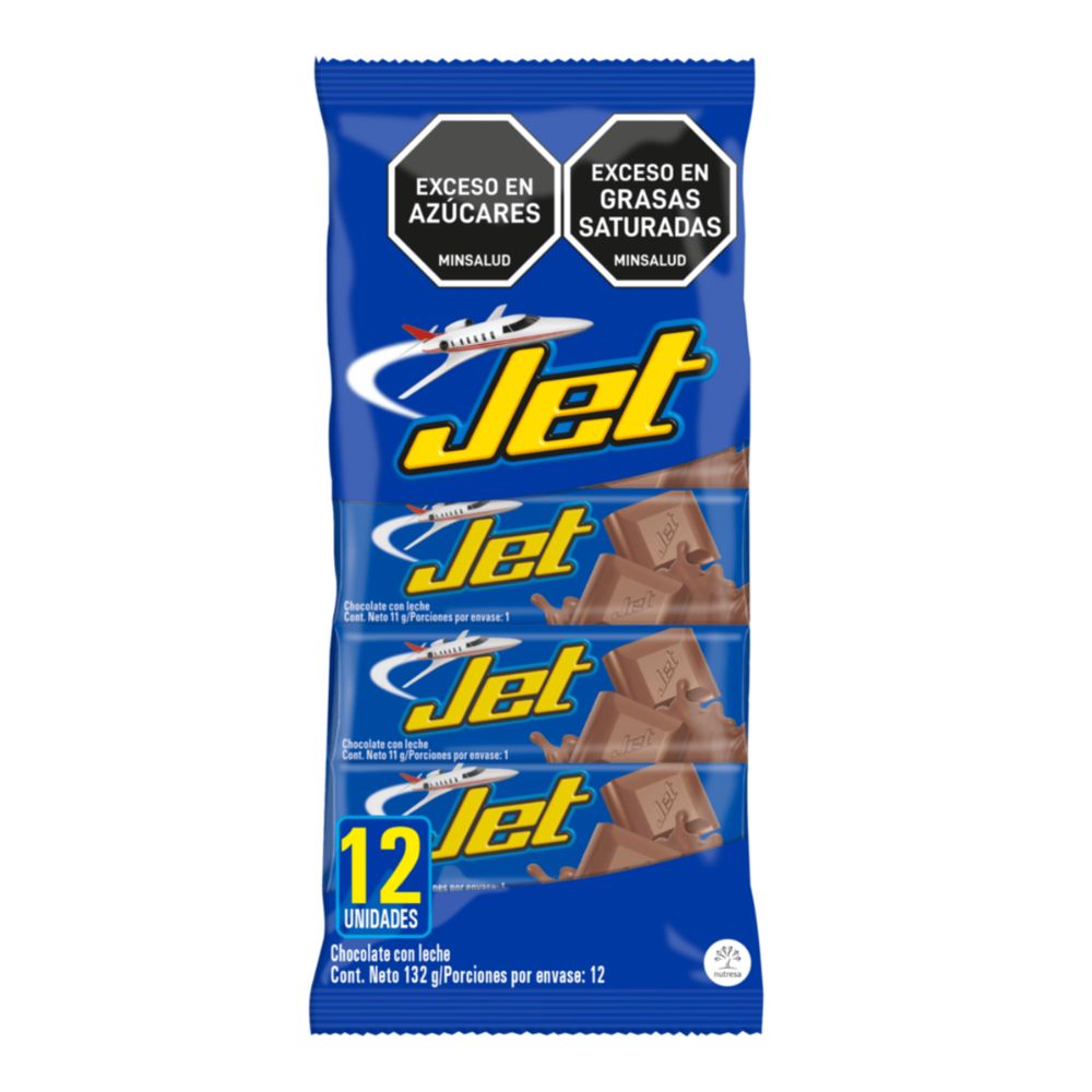 Chocolatina Jet 12 unidades 132 gr Snack