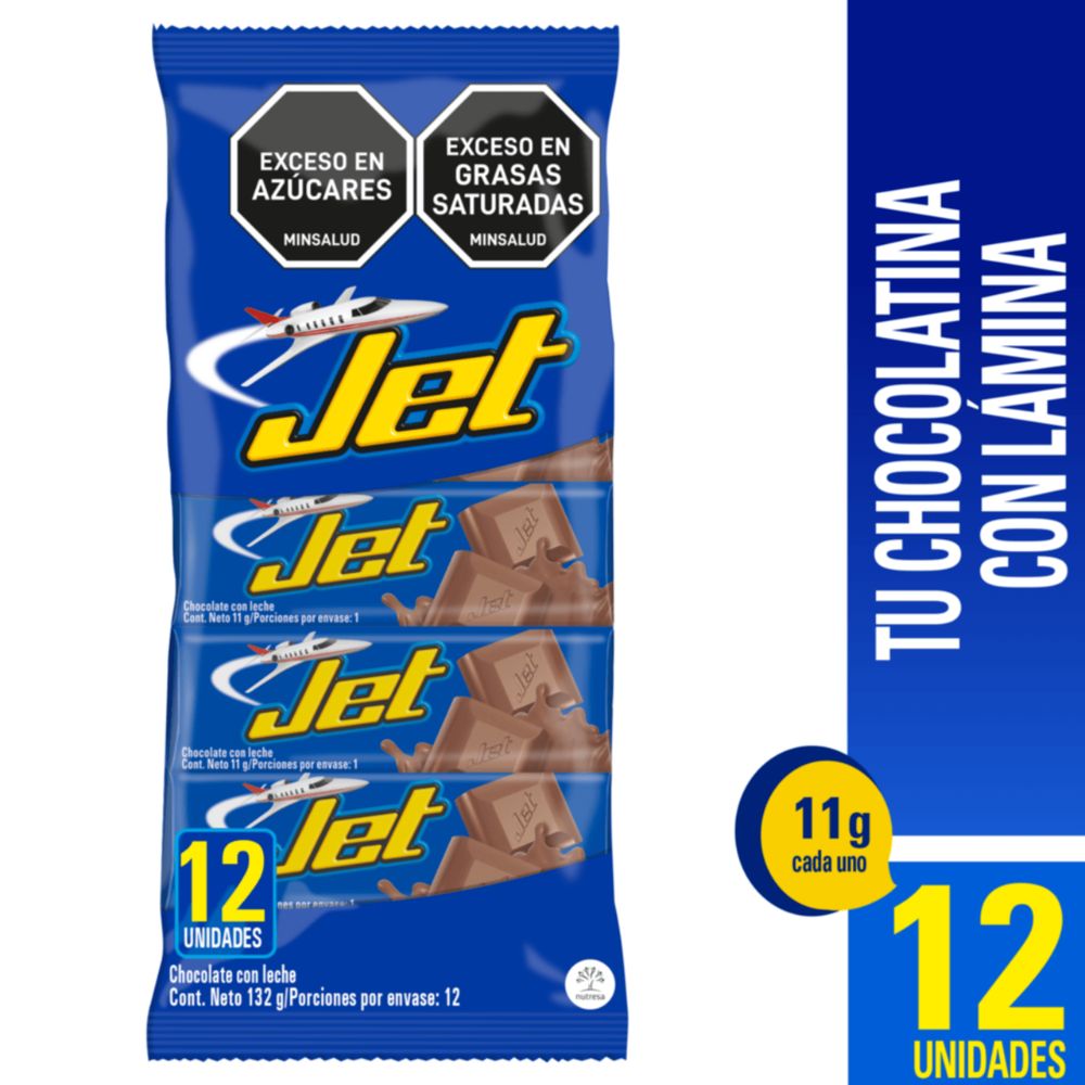 Chocolatina Jet 12 unidades 132 gr Snack