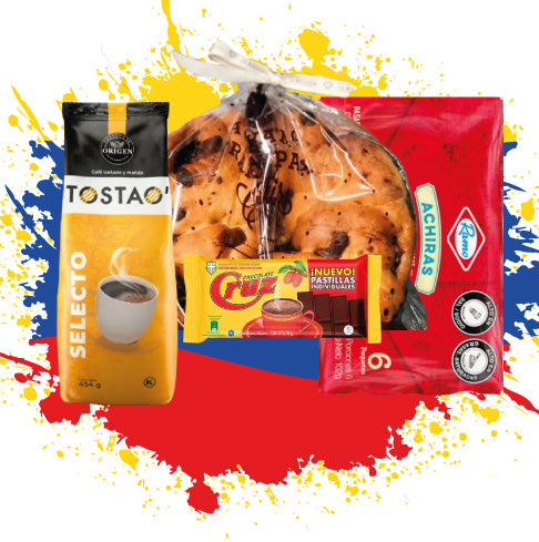 Kit Independencia (Cafe Tostao selecto x454gr + Pan de la migueria de chocolate + Chocolate Cruz x125gr + Achiras ramo x6) 4pack