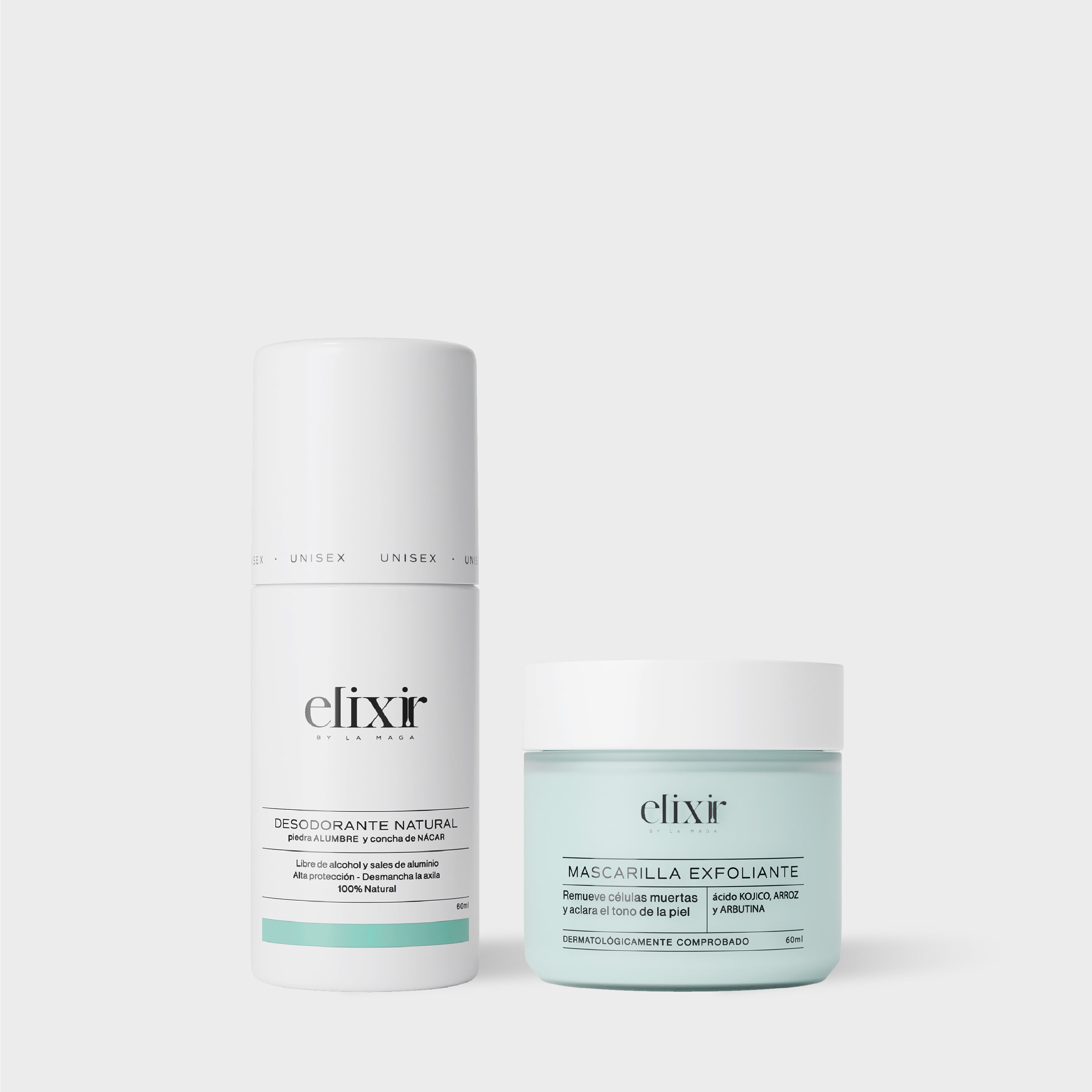 Elixir KIT AXILAS SIN OLOR - Desodorante Natural x 60ml y Mascarilla Exfoliante x 60ml (2 Pack)