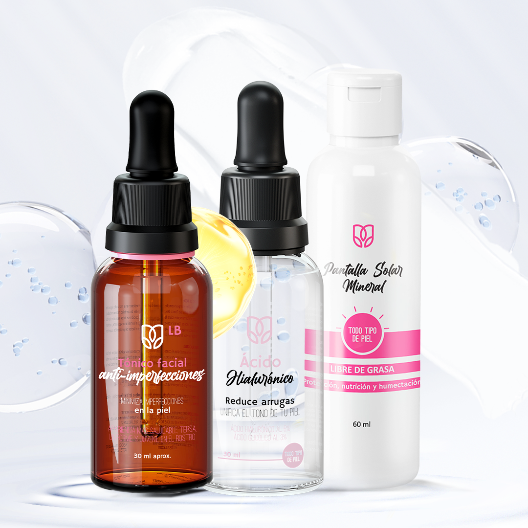 Tonico LB KIT BALANCE - Tonico facial, Acido hialuronico, Pantalla Solar (3 pack)