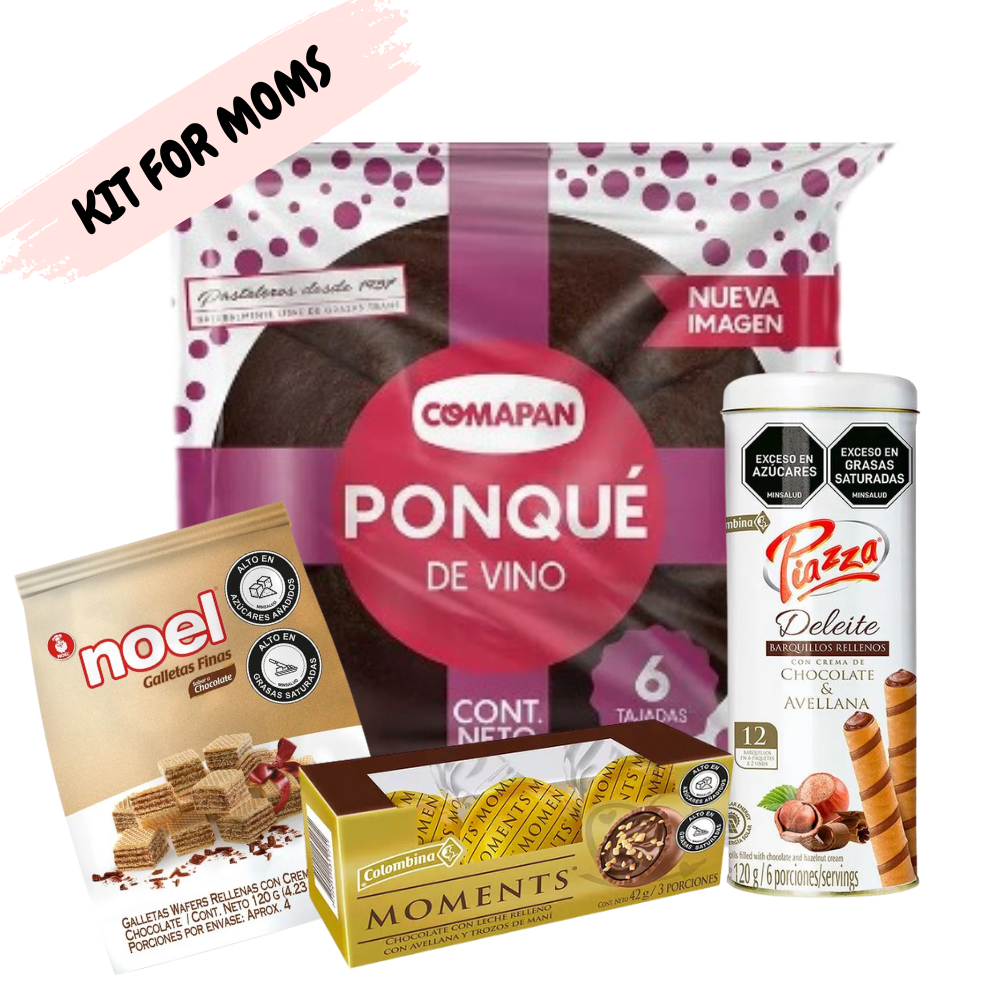 Colombina Moments Chocolates 42gr, Ramo Wine Cake x 220gr, Noel Chocolate Fine Cookies x 170 gr and Piazza Delight x 120gr (4 Pack) Colombian Snacks