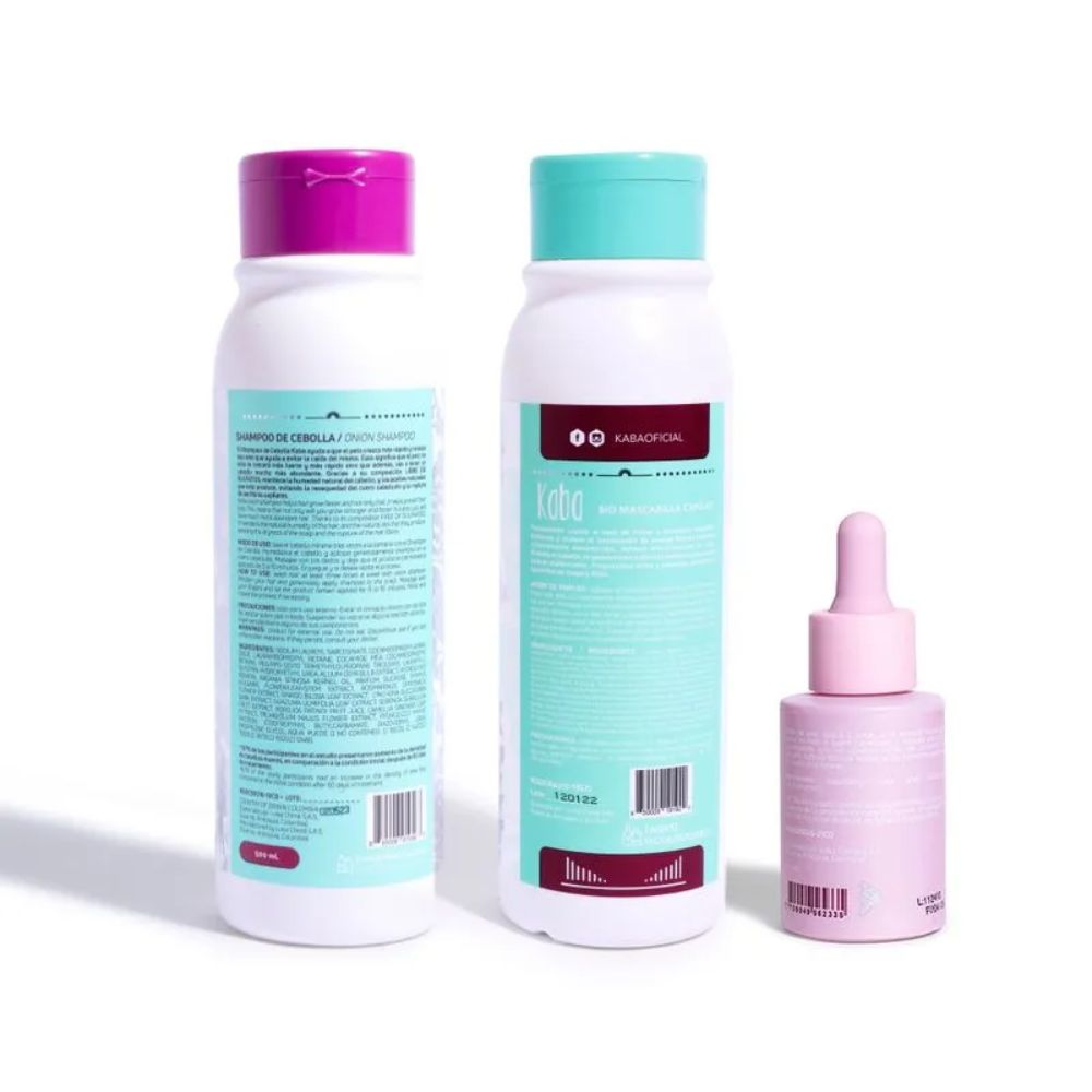 Kaba Shampoo de Cebolla, Kaba Bio mascarilla y Kaba Tonico crecimiento intensivo (3 pack)