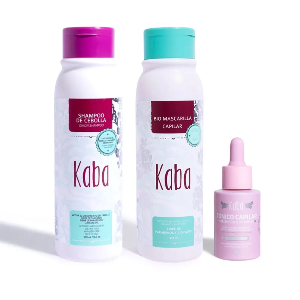 Kaba Onion Shampoo, Kaba Bio Mask and Kaba Intensive Growth Tonic (3 pack)
