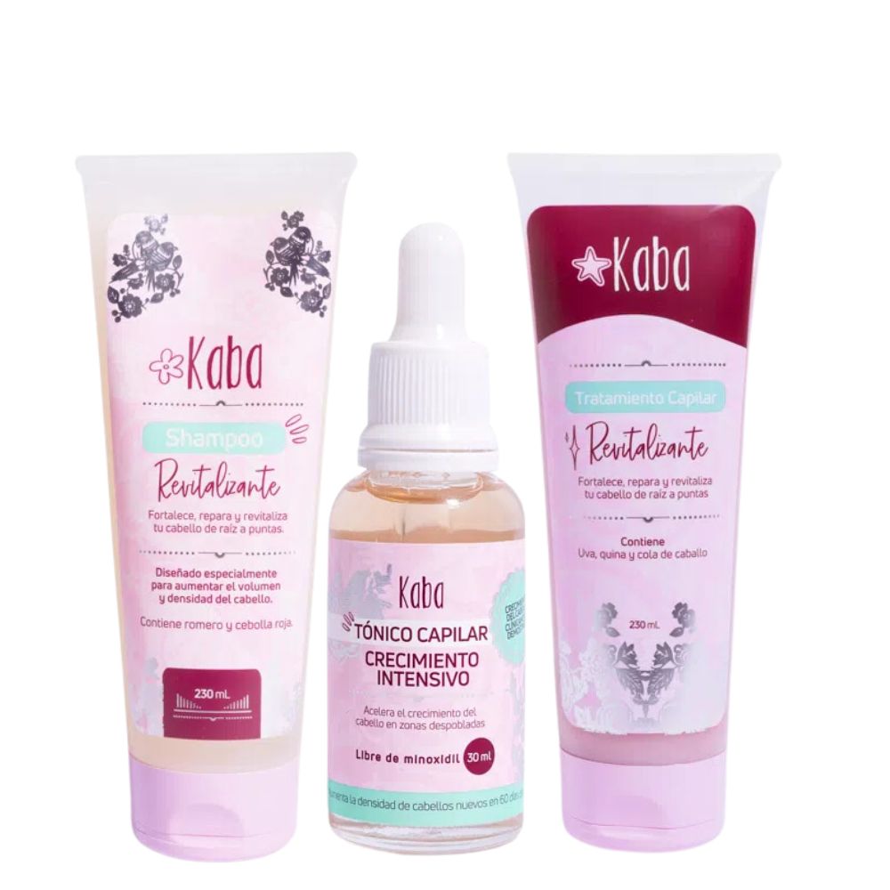 Kaba revitalizing shampoo, Kaba revitalizing treatment, Kaba Hair Growth Tonic (3 pack) 