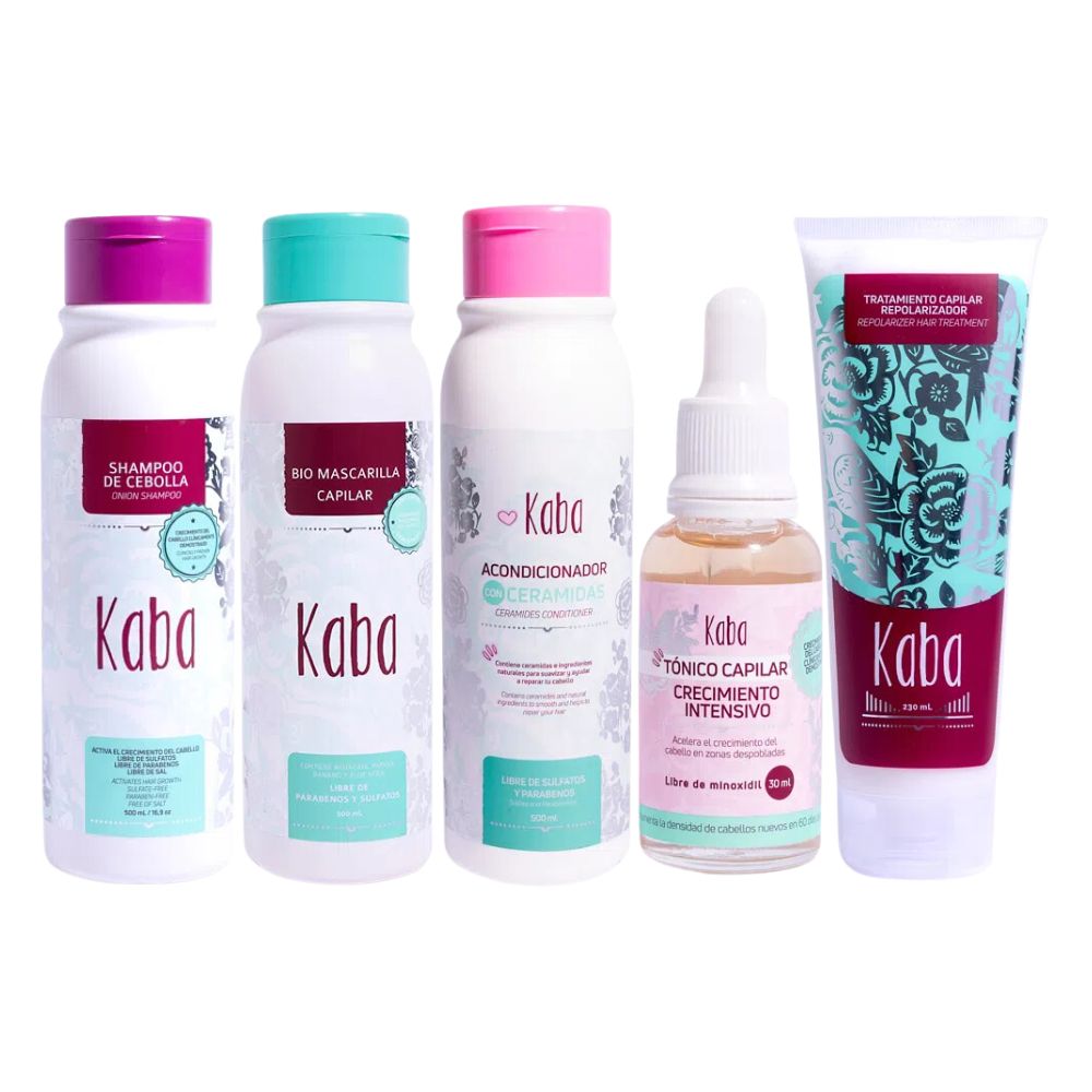 Kaba Shampoo de Cebolla, kaba Biomascarilla Capilar, Kaba Acondicionad
