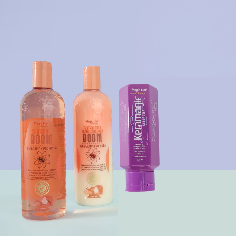 Magic Hair shampoo boom repair and conditioner boom deep repair + keramagic straightener (3 pack)