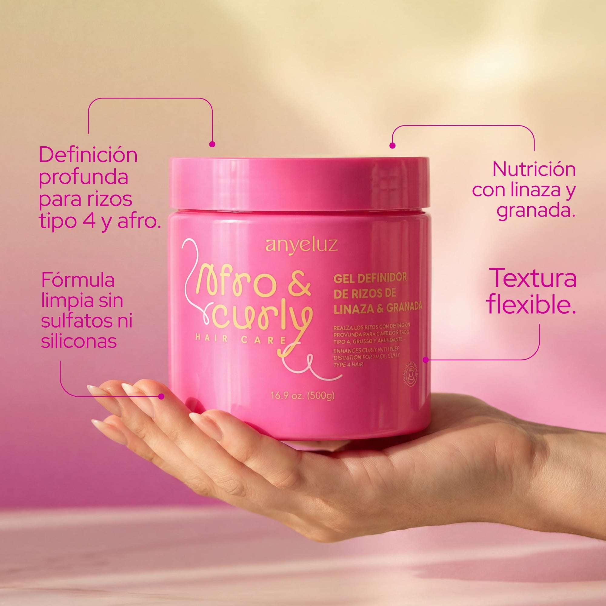 ANYELUZ GEL DEFINIDOR DE RIZOS CON LINAZA Y GRANADA 500g