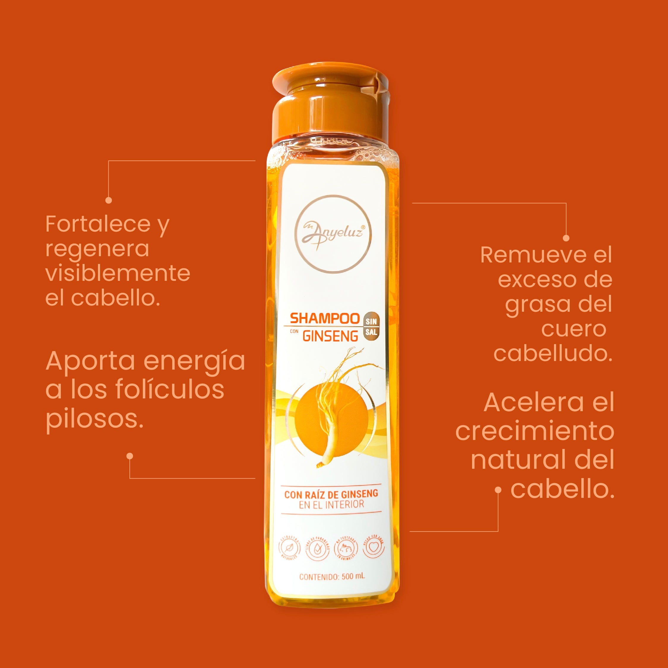 Anyeluz shampoo with ginseng x500ml