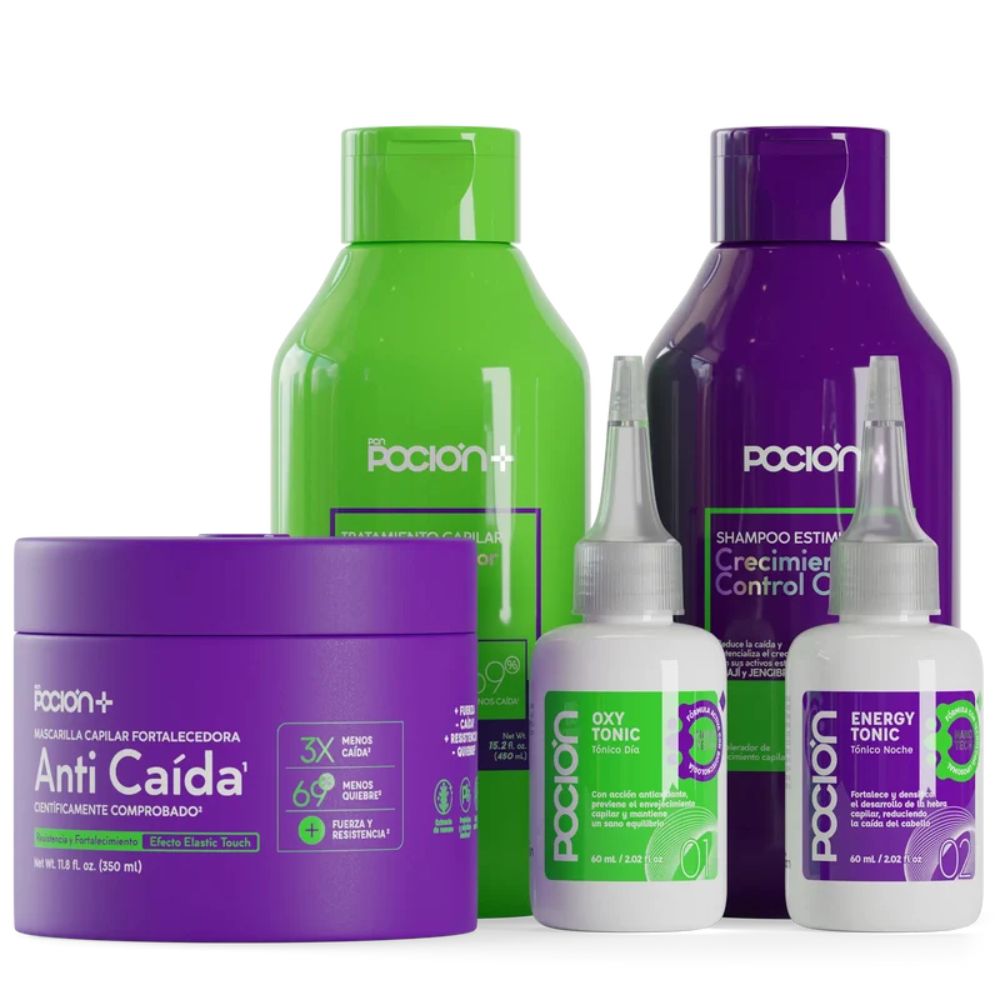 La Pocion Kit Crecimiento y Anti-caida - Shampoo Crecimiento, Acondicionador Anticaida, Mascarilla Anticaida y Duotonic (4 pack)