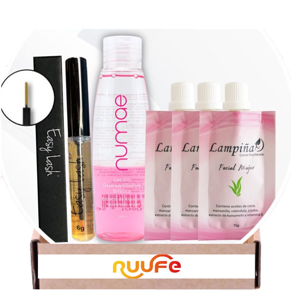 Lampina Easy Lash, Lampina Numae Locion Desmaquilladora, Lampina Crema Depilatoria Facial Mujer - 3 unid/ Lampina Combo Skin Care (5 Pack)