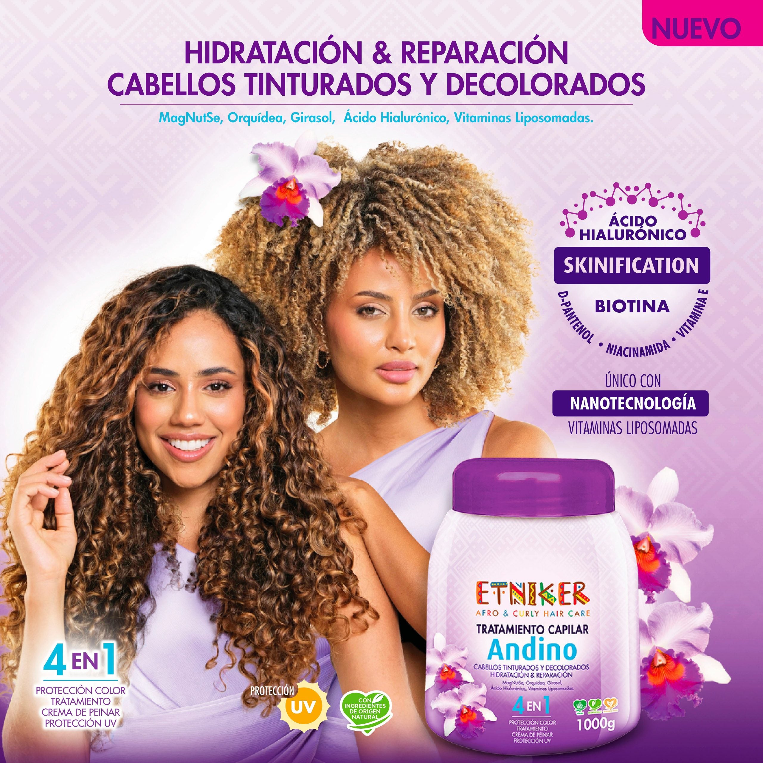 Etniker Tratamiento Capilar Andino Cabellos Tinturados y Decolorados - Hidratacion 4 en 1 1000g