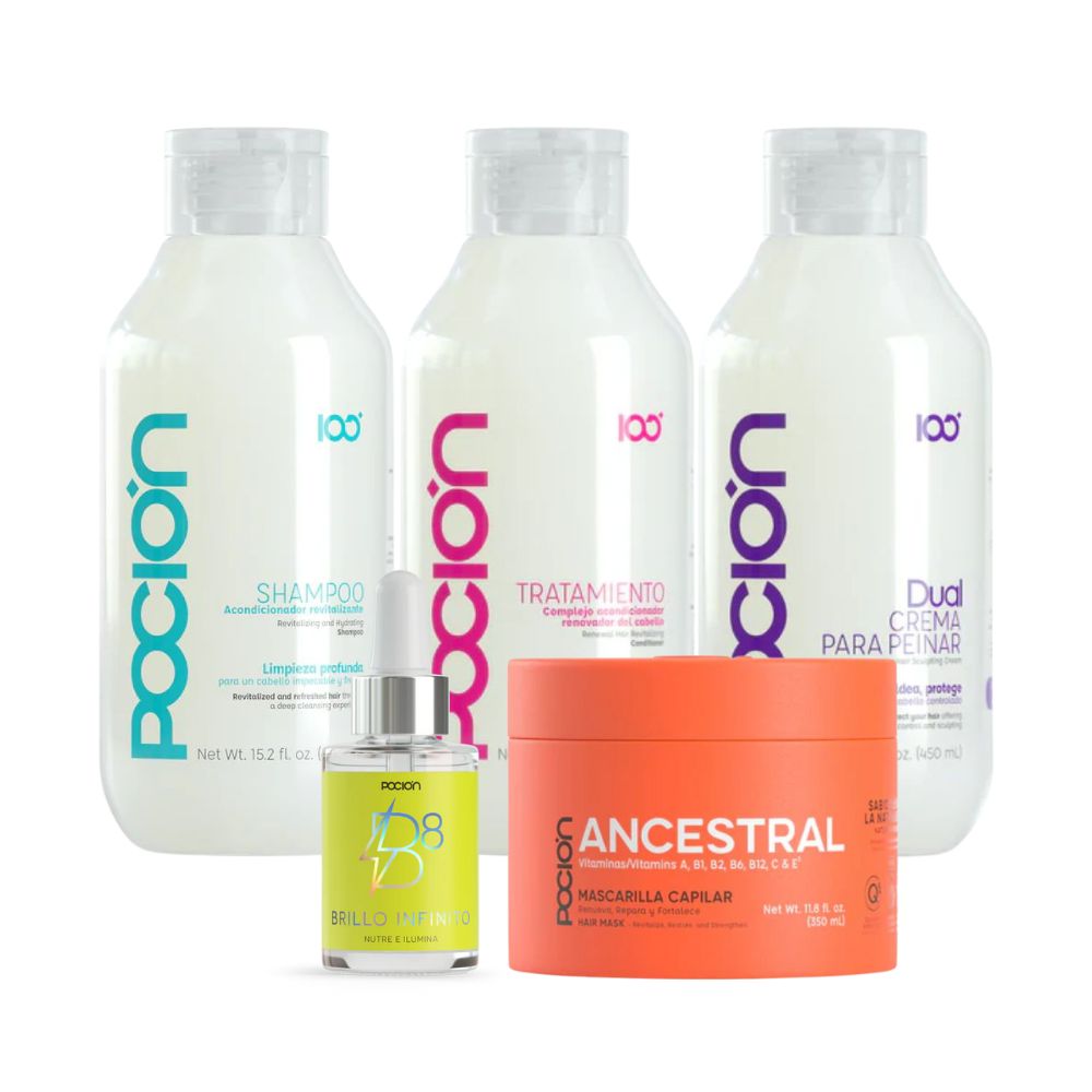 The Shampoo Potion, The Treatment Potion, The Styling Cream Potion, The Ancestral Potion and The B8 Oil Potion (5 pack) 