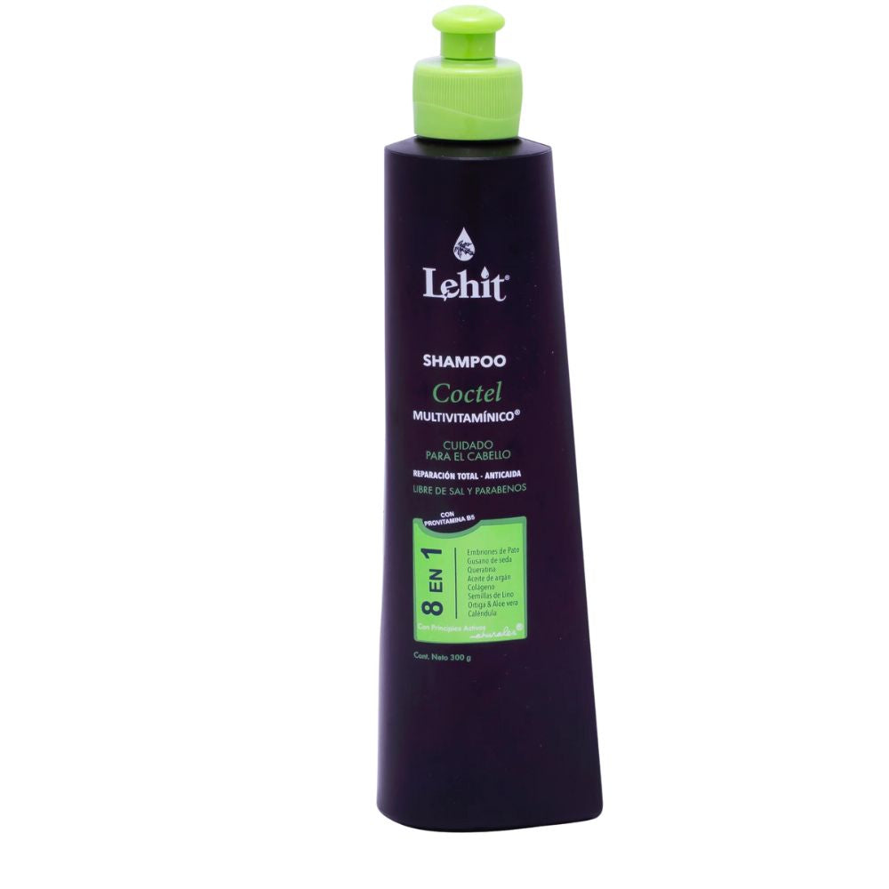 Lehit Shampoo Coctel Multivitaminico 8 en 1 y Tratamiento Coctel 8 en 1 - 300 mL (2 Pack)