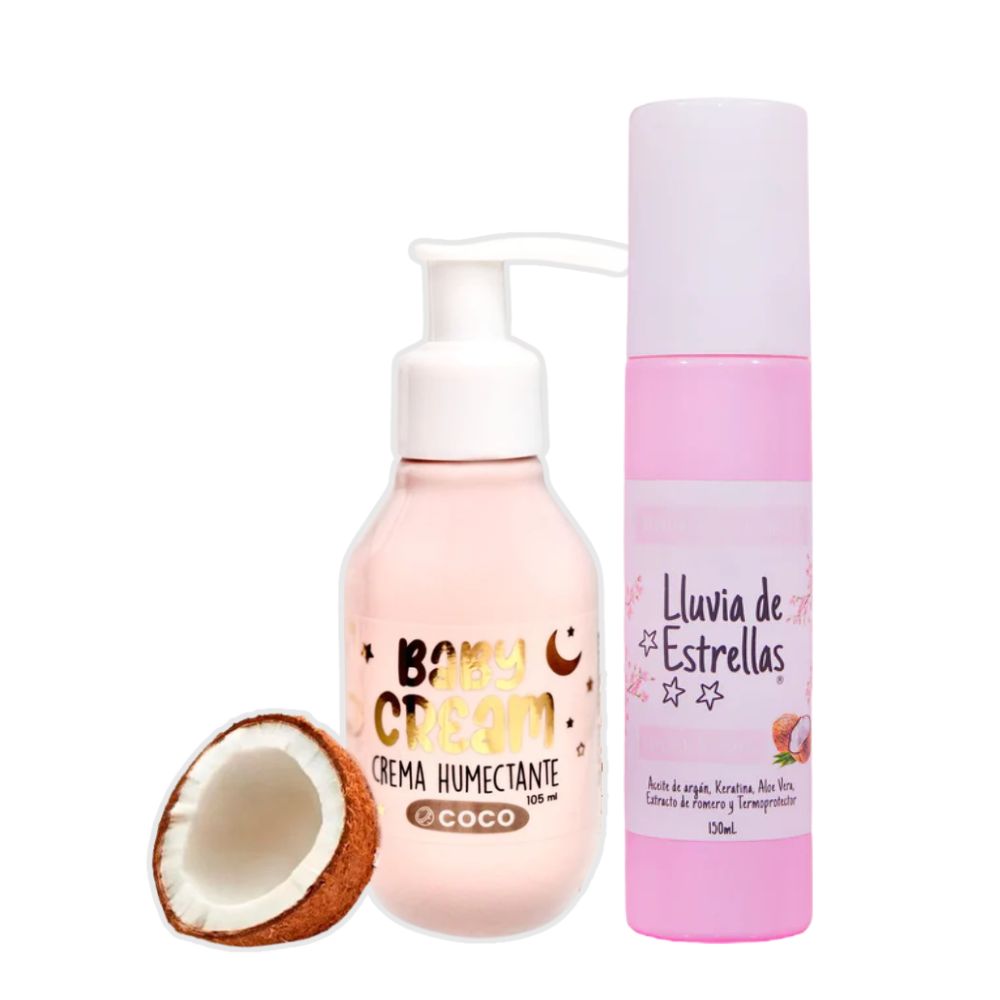 Lluvia de Estrellas Combo Brillo & Suavidad Mini - Baby Cream x 105ml Coco y Perfume capilar x 150ml (2 pack)