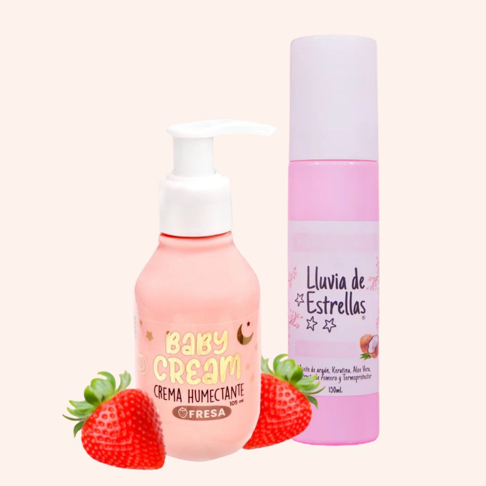 Lluvia de Estrellas Combo Brillo & Suavidad Mini - Baby Cream x 105ml Fresa y Perfume capilar x 150ml (2 pack)