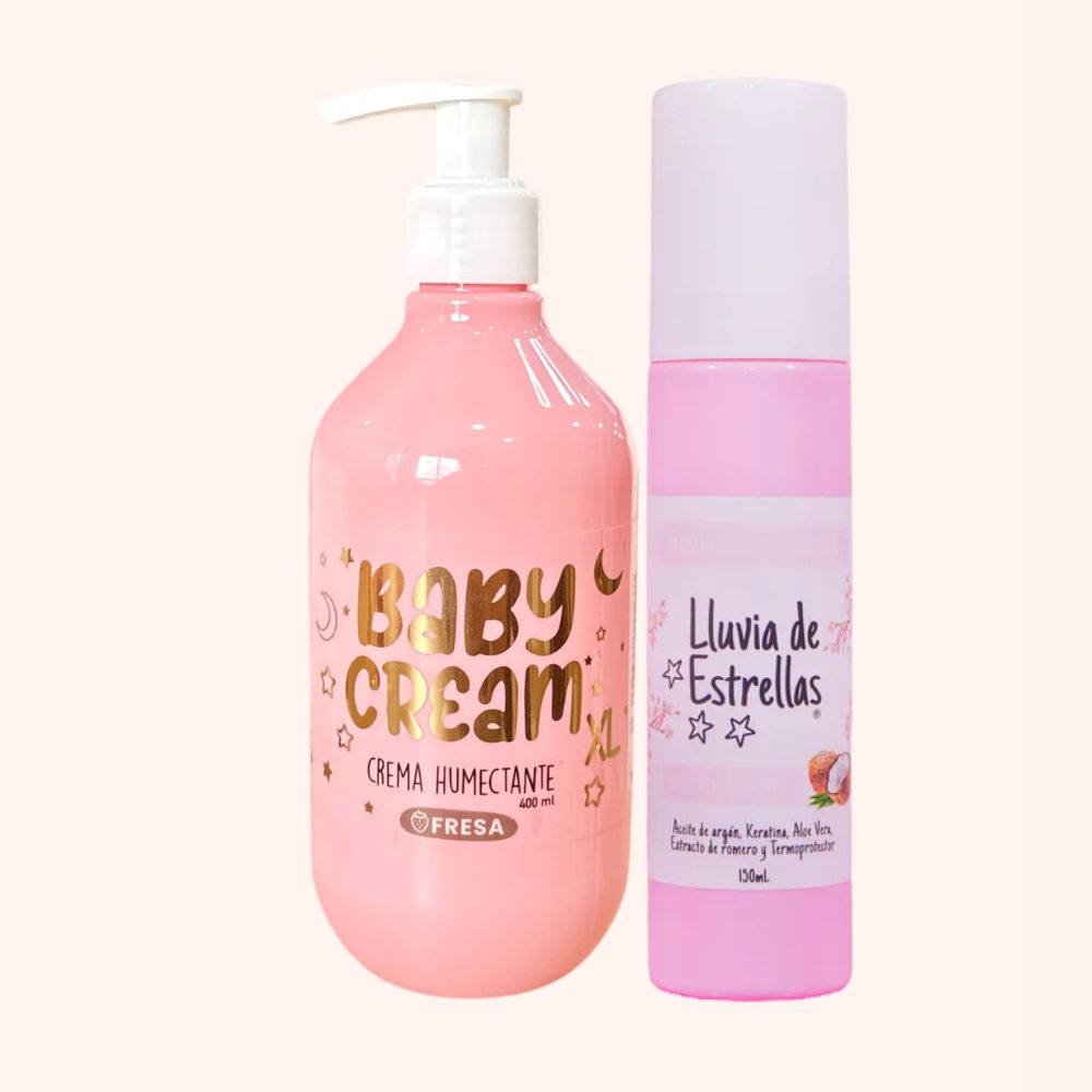 Lluvia de Estrellas Combo Brillo & Suavidad - Baby Cream XL x 400ml Fresa y Perfume capilar x 150ml (2 pack)
