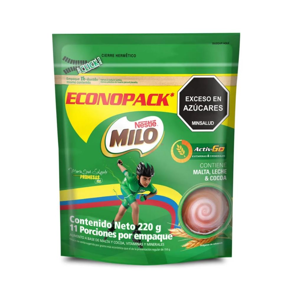 Milo x 220 gr Bebida en polvo MILO a base de malta y cocoa Econopack