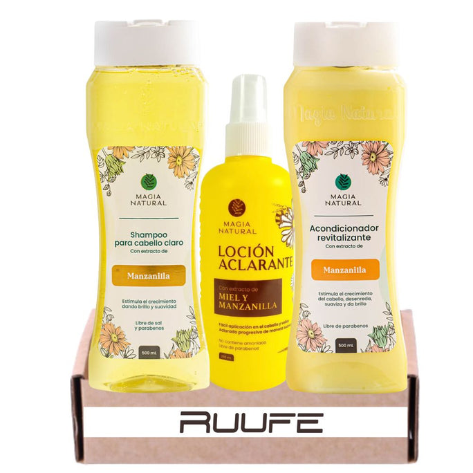 Chamomile shampoo and conditioner set (3 pack) magia natural shampoo de manzanilla magia natural shampoo magia natural locion aclarante magia natural locion aclarante miel y manzanilla
