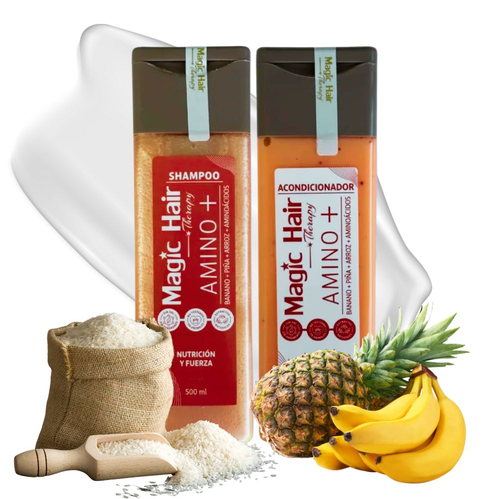 Magic Hair kit Shampoo para la Caida del Cabello Amino+ y Acondicionador sin Sal Nueva Formula Amino+ (2 pack - 500ml c/u)