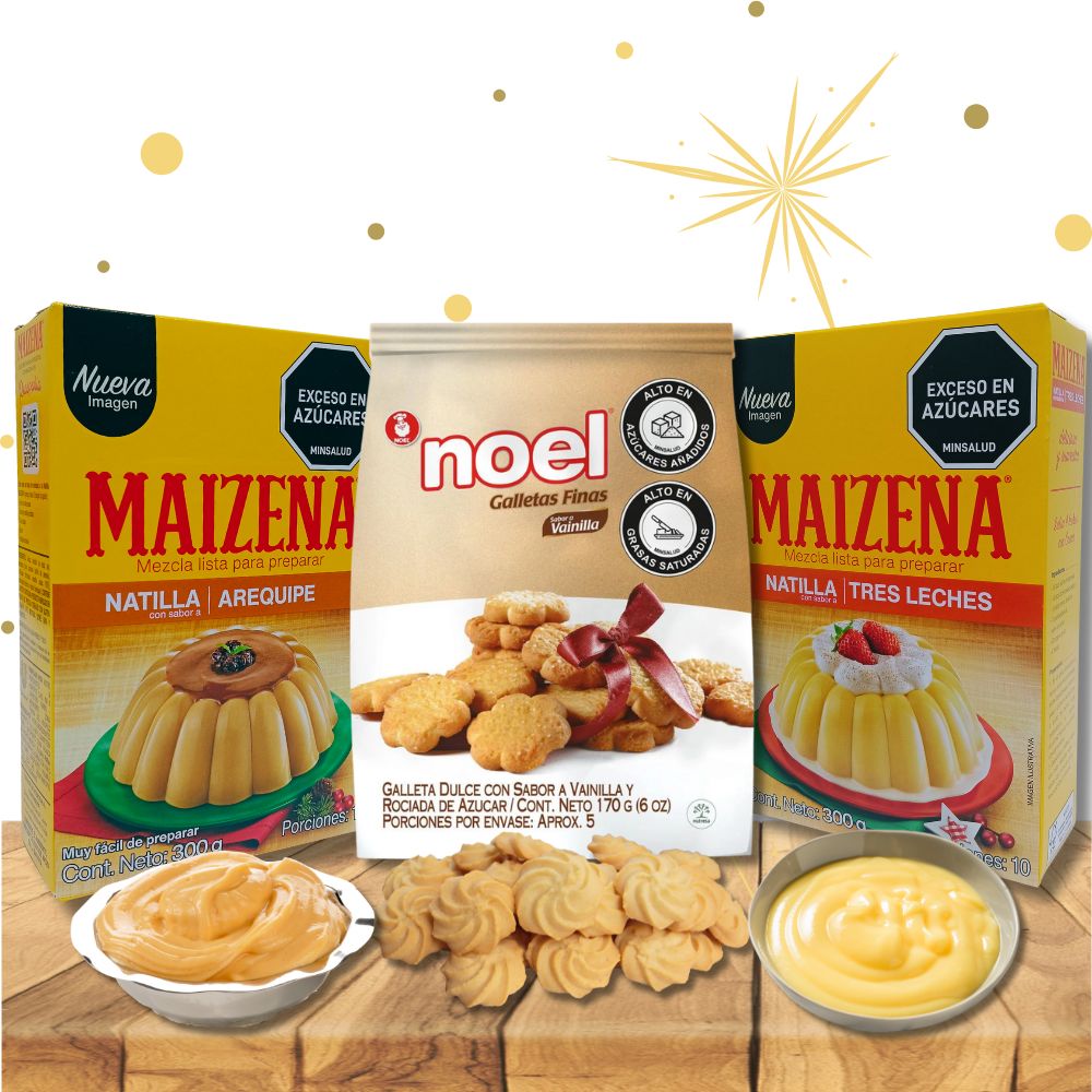 Natilla de Arequipe, Natilla de Tres Leches y Galletas Noel 170gr (3 Pack)
