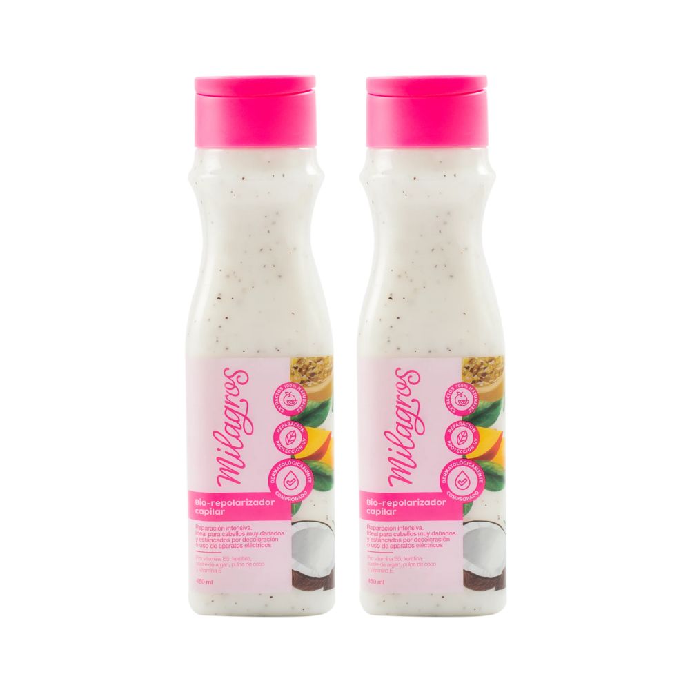 Miracles Biorepolarizing Treatment ideal for very damaged and stagnant hair due to bleaching 450ml (2 pack)